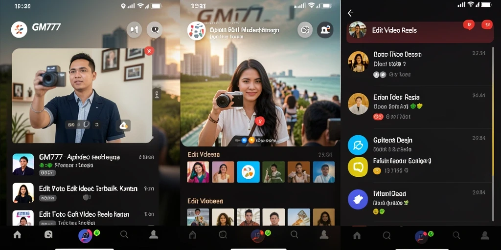 Tampilan antarmuka sederhana untuk pengeditan video Reels.