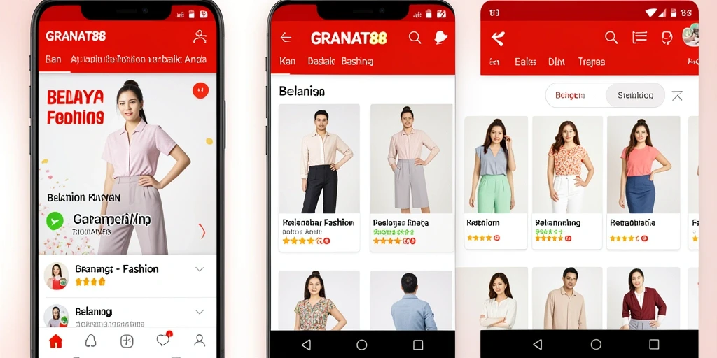 Antarmuka pengguna <strong>GRANAT88</strong> yang menarik dan mudah digunakan untuk belanja fashion.