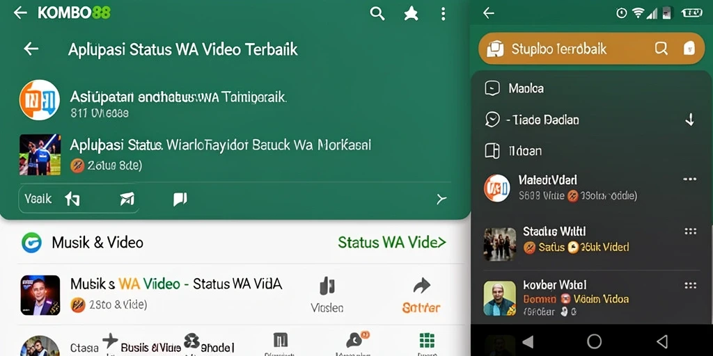 Antarmuka KOMBO88 menampilkan koleksi Status WA Video yang menarik.