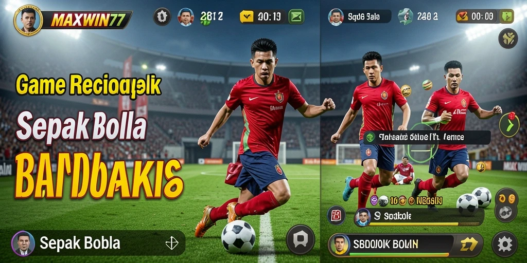 Tampilan antarmuka permainan Sepak Bola yang menarik dan interaktif.