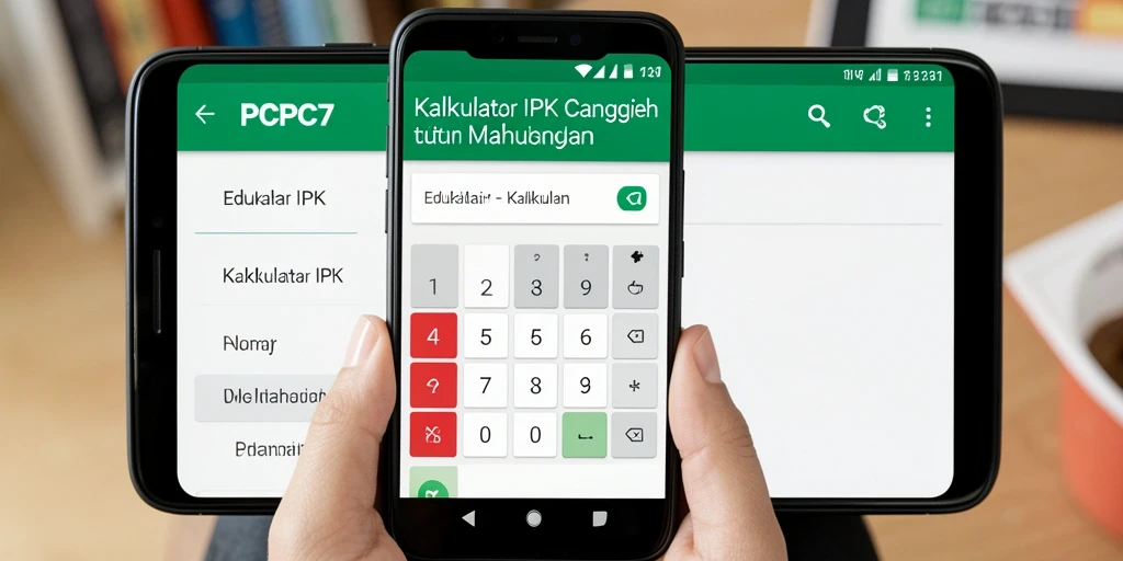 Screenshot antarmuka PCPC7 menampilkan fungsi Kalkulator IPK yang praktis.