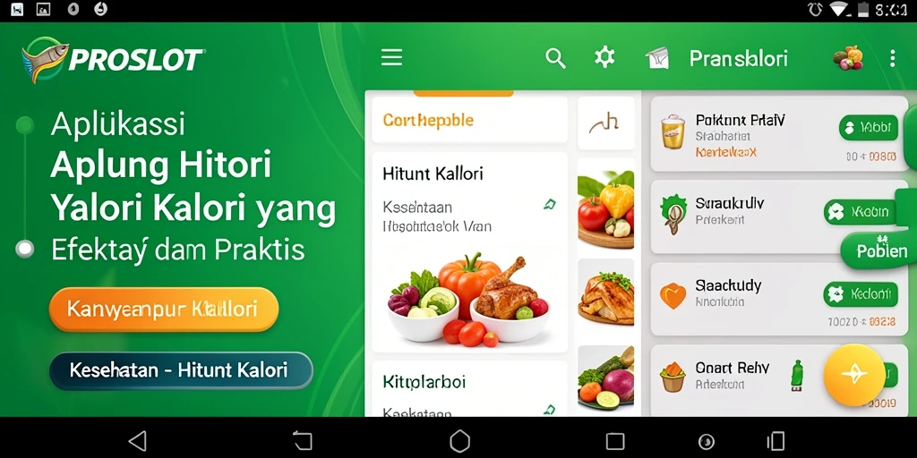 Tampilan antarmuka aplikasi PROSLOT untuk menghitung kalori makanan.