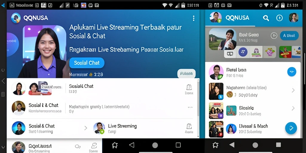 Antarmuka menarik dari aplikasi QQNUSA saat Live Streaming.