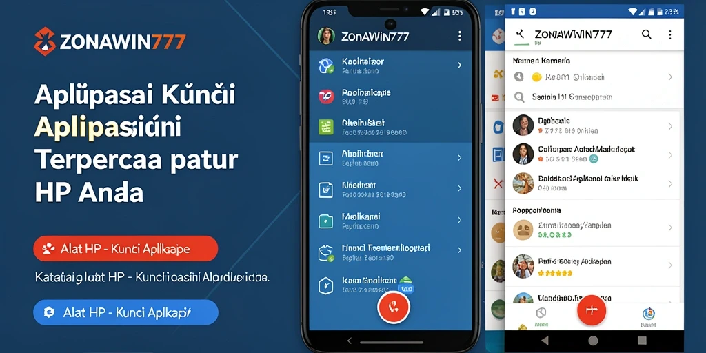 Tampilan antarmuka utama ZONAWIN777 menampilkan opsi kunci aplikasi.